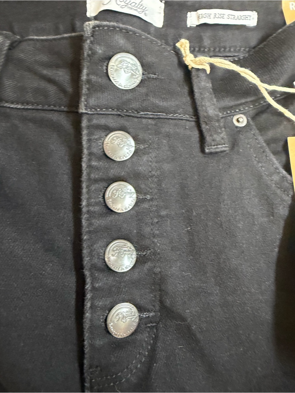 Royalty For Me Black Straight Leg Jeans with Signature Branded Button Fly